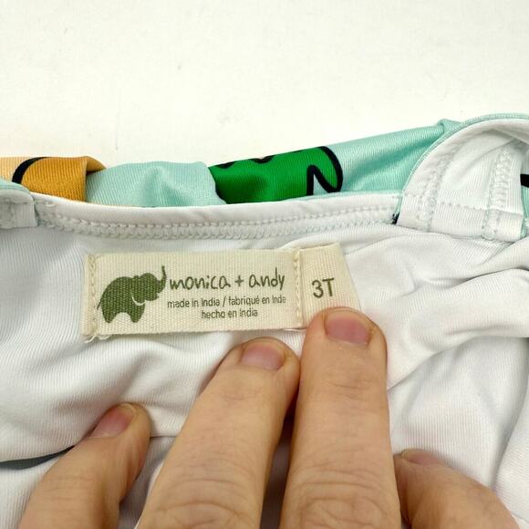 Monica + Andy Girls’ One-Piece Swimsuit with Skirt – Pool Party Print, Size 3T - Picture 3 of 4